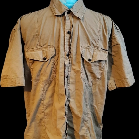 Police 883 KRIOS Shirt sand military chore utility work shortsleeve Mens 5 L - Picture 3 of 11